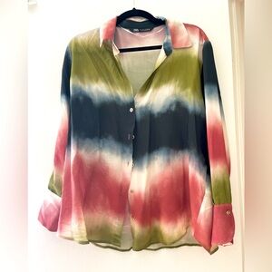 Zara ombré women’s set - button down (M) dress pants w elastic band (L)